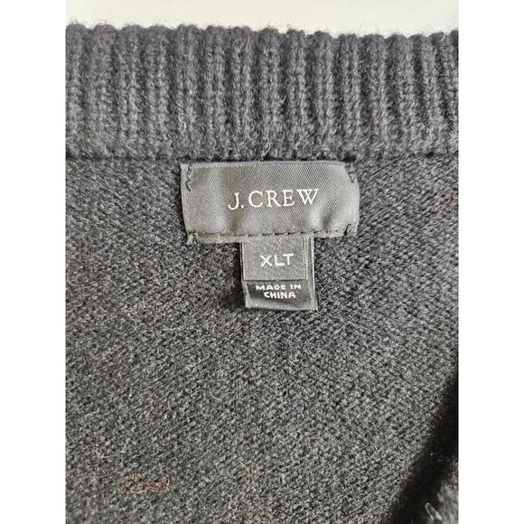 J Crew V Neck Sweater Men's Size XL Tall Navy 100% Lambs Wool Long Sleeve - Picture 3 of 6
